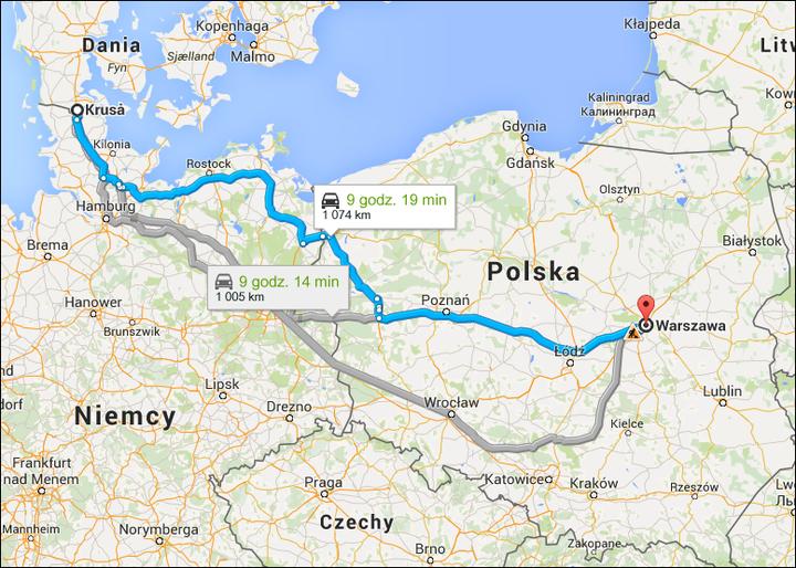 Podróż samochodem do Danii